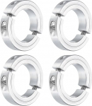 sourcing map 4 St&uuml;ck doppelt geteilte Klemmschelle f&uuml;r 3,8 cm Schaft, zweiteiliger Klemmkragen 6,4 cm Au&szlig;endurchmesser, 1,4 cm Dicke, Aluminiumlegierung Set Schraube Split Collar Clamp