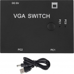 VGA Switcher, 2 PC 1 Monitor Switch VGA Switch Box USB Splitter Datensynchronisation F&uuml;r Computer PC Laptop Desktop Monitor Drucker Tastatur Scanner Maus U Laufwerk Laptops Monitore Projektore Schwarz
