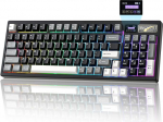 YUNZII IF99 traadita mehaaniline m&auml;nguklaviatuur nutika LCD-ekraaniga, QMK/VIA programmeeritav BT/2.4G/USB-C pitseriga paigaldatud kuuma vahetusega RGB 96% paigutus Mac/Win (must, Cocoa Cream V2)