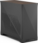 Fractal Design Era 2 ITX PC-kapp s&uuml;sihappegaasi v&auml;rvi - sile anodeeritud alumiinium, massiivne p&auml;hklipuust &uuml;lemine osa, toetab 3-pesa GPU-d, PCIe 4.0 riser kaabel kaasas