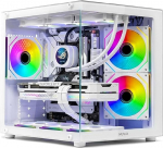 Nuwo Vitra BH100 Micro-ATX Micro-Tower Gaming Case 3 ARGB ventilaatorit 120mm Dual Camera Kangas karastatud klaasist esi- ja k&uuml;ljepaneel - valge