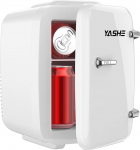 YASHE minik&uuml;lmik, 4-liitrine minik&uuml;lmik kosmeetika, jookide jaoks, 220 V AC/12 V DC termoelektriline jahutus ja k&uuml;te, v&auml;ike k&uuml;lmik magamistuppa, kontorisse, &uuml;hiselamusse, autosse (valge)