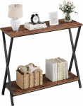Konsolentisch, Beistelltisch, moderner Sofatisch mit Ablage,Schmaler Beistelltisch mit Metallgestell,Vielseitig als Sofa,Fluroder Couchtisch,F&uuml;r Wohnzimmer,Schlafzimmer Diele,Vintagebraun,105&times;30&times;81cm