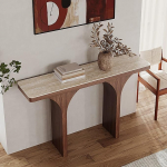 Console Table Vintage aus Massivholz, Konsolentisch mit Dicken Gew&ouml;lbten Beinen, f&uuml;r Wohnzimmer und Hinter dem Sofa