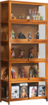 Curio Glass Display Cabinet, 5-Tier Storage Shelf with Folding Door, Bamboo Storage Cabinet or Figures, Curio Collection Presentation, for Bedroom/Living Room and Study (Size : 17