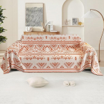 OKYUK Boho Chenille Diivan Cover Modern White Cream Beige Black Plaid Geomeetriline Jacquard Diivan Slipcover Multipurpose Living Room m&ouml;&ouml;bli kaitsja (Star Orange, XXL(180x340cm))
