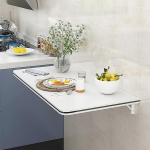 Wandklapptisch aus Massivholz, wei&szlig;er Wandschreibtisch, zusammenklappbarer Wandschreibtisch f&uuml;r kleine R&auml;ume, starke Tragf&auml;higkeit, vielseitig einsetzbar, platzsparend, f&uuml;r Wohnzimmer, K&uuml;che, Schlaf