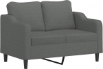 vidaXL diivan 2-kohaline, Lounge diivan diivan koos k&auml;etugede seljapatjadega, elutoa diivan disain diivan metallist raam, istumism&ouml;&ouml;bel kahe istekohaga, tumehall kangas