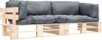 Aia diivan kaubaalused 220 x 66 x 65 cm m&auml;nnipuidust hall 2-osaline &otilde;uem&ouml;&ouml;bel koos ilmastikukindlate padjadega ruumi s&auml;&auml;stev r&otilde;dum&ouml;&ouml;bli komplekt terrassi aeda ja kasvuhoonesse.