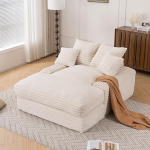 Luksuslik Cord diivanvoodi - kaasaegne diivan 4 padjaga, ultra pehme ja multifunktsionaalne Corduroy diivan ilma kokkupanekuta, ruumi s&auml;&auml;stev diivanvoodi elutuppa ja korterisse (beež)