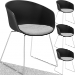 tectake&reg; plastikust k&auml;etoega tool, mugav s&ouml;&ouml;gitool, kontoritool pehme polsterdatud istmepadjaga, kroomitud terasest jalad, ergonoomiline tool, s&ouml;&ouml;gitoa toolid, k&ouml;&ouml;gitool, kausitooli - 4 tk komplektis
