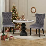 ARTETHYS Sametist s&ouml;&ouml;gitoolide komplekt, 2 tooli, pehmendusega k&ouml;&ouml;gitoolid tammepuust jalgadega, polsterdatud toolid k&auml;etoega, seljatoega s&ouml;&ouml;gituppa, elutuppa, k&ouml;&ouml;ki, kandev&otilde;ime 150 kg, hall