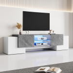 Lcoho Lihtne valge ja hall TV-kapp, madal TV-kapp, mis sobib elutoa TV-kappidele 60/65/70-tollise televiisoriga, 180 x 40 x 46,5 cm.