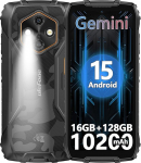 Ulefone RugKing 4 Pro v&auml;ljas mobiiltelefon AI vastupidav nutitelefon, 10200 mAh aku 16GB + 128GB/SD-2TB, Android 15 Octa-Core 48MP 6.56 tolli 120Hz, 120LM Super Torch/3 kaardipesa/IP68/IP69K/OTG/NFC/GPS mustad