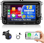 2+64G autoraadio VW Golf Tiguan Touran Passat Polo Skoda Caddy Seat juhtmevaba Carplay/Android auto, 7-tolline Android 13 puuteekraaniga GPS-navigatsioon/WiFi/FM/RDS/SWC/Canbus/BT/EQ