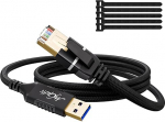 USB- ja Ethernet-kaabel 2 m, t&uuml;&uuml;p A 3.0 pistik RJ45 pistikule, punutud Gigabit CAT 6 LAN v&otilde;rguadapteri kaabel, &uuml;hildub s&uuml;learvuti, arvuti, kommutaatori ja muuga, 5 kaablikinnitusega