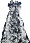 MEEDEE merev&auml;e sinine j&otilde;ulupuu Topper Glitter Christmas Bows 12 tolli lai lumehelbeke paelaga sametist j&otilde;ulukummardused merev&auml;e j&otilde;ulukummardused sametist kummardused (1 pakk)