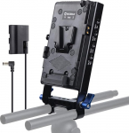 Moman V-Mount akuplaadi VLock adapterplaadi toiteallikas jaotur koos 15mm klambriga BMPCC 4K/6K kaamerale Canon Sony, 5V/8V/12V/15V DC/D-Tap v&auml;ljund/USB port koos LP-E6 dummy aku ja DC-ga