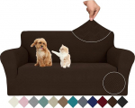 JIVINER Stretch diivanikatted, 1 tk Love Seat Diivan Cover Spandex 2-kohaline diivanikate, universaalne m&ouml;&ouml;bli kaitsja elastse p&otilde;hjaga, M, kohv Rhombe