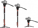 IFOOTAGE Monopod with Stand Cobra 3 C180F-P+K5S, Carbon Fibre Monopod Camera 71 Inches/181 cm with Ball Head, Maximum Load 17.64 lbs/8 kg