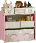 ZONEKIZ lastem&ouml;&ouml;bel 6 eemaldatava kastiga, valmistatud lausriidest, m&auml;nguasjade organiseerija, riiul, 63L x 30L x 66H cm, roosa