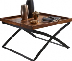 Wohnling WL5.595 kohvilaud 63 x 39 x 63 cm Sheesham t&auml;ispuidust / metallist diivanilaud disain elutoa laud industriaalstiilis pruun / must disainer kohvilaud ruutu