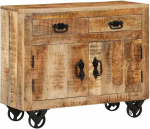 vidaXL Sideboard, 1-kohaline kapp, elutoa kapp Sideboard ratastega, kapi, k&uuml;lgkapp, koridorikapp, massiivne t&ouml;&ouml;tlemata mangopuit.
