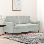 2-kohaline diivan dekoratiivsete pehmendustega diivan Diivan Lounge diivan Polsterdatud diivan Relax diivan Kahekohaline diivan K&uuml;lalissohv Diivan Loveseat Diivanid elutuppa magamistuppa k&uuml;lalistetuppa Helehall 140 cm Velvet