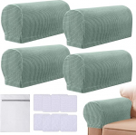 Armlehnen-Stuhlbez&uuml;ge, 4er-Set, Stretch-Sesselbez&uuml;ge f&uuml;r Armlehnen, rutschfest, M&ouml;belschutz mit W&auml;schesack, maschinenwaschbar, Armlehnenbezug f&uuml;r Sofa, Couch, Liegestuhl (Gr&uuml;n)