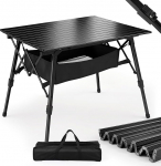 Sekey Camping Table Kokkupandav kokkupandav laud alumiiniumraamiga Roll-up lauaplaat (72 x 69 cm) Kokkupandav laud kokkupandav k&otilde;rguse reguleerimine koos kandekoti ja v&otilde;rgukotiga, maksimaalne koormus 30 kg