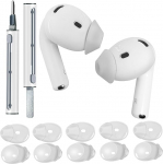 5 paari silikoonist k&otilde;rvaklappe AirPods 4 jaoks, libisemiskindlad k&otilde;rvaklapid koos AirPods 4 puhastuspliiatsiga (selge)