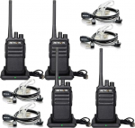 Retevis RT617 Walkie Talkie, PMR-raadio koos peakomplektiga, tasuta raadioside, suur vahemaa, 16 kanalit, VOX, Walkie Talkie t&auml;iskasvanud politsei, ehitusplatsil (must, 4 tk)