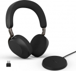 Jabra Evolve3 75 juhtmevaba Bluetooth-kuuldeaparaat koos mikrofoni ja laadimisjaamaga kontorisse, USB-C, AI h&auml;&auml;lk&otilde;ne, laiendatud ANC, 22h aku, online-kohtumiste rakenduste jaoks, must