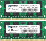 2X2GB PC2-5300S DDR2 667 4GB 5400 RAM Kit Sodimm 2RX8 1.8V CL5 S&uuml;learvuti m&auml;lumoodul Intel AMD s&uuml;steemile.