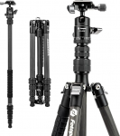 Fotopro Carbon Fiber reisistatiiv kergekaaluline kompaktne koos kuulipea kiirv&auml;ljalaskeplaadiga kompaktne eemaldatav monopood koos kandekotiga mahutab kuni 8kg