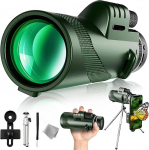 Monokular Teleskop, 12x50 Monokular,mit BAK4-Prisma und FMC-objektiv, mit Smartphone Halterung stativ,Monokular kompakt f&uuml;r Konzerte,Sportveranstaltungen,Wildtiere,Camping