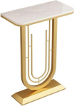 Sofatisch, Rock-Panel, Konsolentisch mit Sockel, moderne Foyer-Konsole f&uuml;r Eingangsbereich, Flur, Wohnzimmer, einfache Montage, goldfarben, 80 x 30 x 75 cm