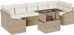 Rantry 8-teiliges Garten Sofa Set mit Kissen Beige Poly Rattan Gartenlounge Model3348957
