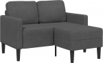 Amorsee 2-Sitzer Diivan mit Fu&szlig;hocker aus Leinen Eckcouch in L-Form Rechts/Links Ecksofa Sofa Kleines f&uuml;rs Wohnzimmer/Schlafzimmer/Wohnung, Dunkelgrau
