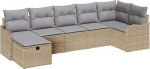Rantry 7-teiliges Garten Sofa Set mit Kissen in Beige aus Poly Rattan, 2-Sitzer Garten Sofa mit Kissen in Beige aus Poly Rattan Gartenlounge Model3358999