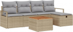 Rantry 6-teiliges Garten Sofaset mit Kissen Beige Poly Rattan Gartenlounge Model3360864