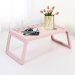 Kokkupandav s&uuml;learvuti t&ouml;&ouml;laud voodile ja diivanile, reguleeritav kaasaskantav laud kokkupandava disainiga, multifunktsionaalne t&ouml;&ouml;jaam koju, kontorisse, mugav ja praktiline, valge/roosa (27 x 27 tolli)