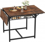 YITAHOME kokkupandav s&ouml;&ouml;gilaud, laiendatav laud koos hoidikuga ja 4 reguleeritava jalaga, istekohad 2-6 inimesele, 120 x 78 x 75 cm, rustikaalne pruun ja must