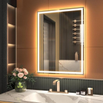 GANPE LED Sensor Mirror, Hand Wave Induction Vanity Mirror with Blutooth, Illuminated, Dimmable, Anti-Fog, IP44 Waterproof + Vertical & Horizontal Bathroom Wall Mounting Mirror (60 x 80 cm)