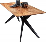 SAM Heidi s&ouml;&ouml;gitoa laud 200 x 100 cm Massiivne akaatsiapuidust naturaalset v&auml;rvi lauaplaat 26 mm, mustast metallist Airloft raamiga.