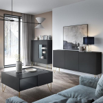 Lomadox Living Room Furniture Set Graphite 3-Piece Highboard, Sideboard, Coffee Table