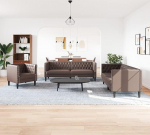 3-TLG. Chesterfield-Sofa-Set Braun Kunstleder Diivan for drinnen Model3209269
