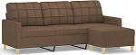 Braunes 3-Sitzer-Sofa mit Hocker, Stoff (100% pol&uuml;ester), 198 x 77 x 80 cm - Wohnzimmer & Entspannungsbereich Model3201004