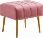 Ball & Cast Padded Velvet Ottoman Footrest 18" W x 16" D x 17.5" H, Pink Legs with Gold Powder Coating, Pack of 1
