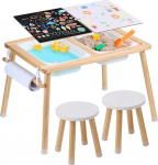 VEVOR Sensory Placemat Activity Table laste istumiskomplekt ja liiva- ja veem&auml;ngulaua komplekt koos 2 v&auml;ljaheitega & 2 hoiukonteineriga & paberirulli hoidjaga, laste laud puidust - kingitus lastele